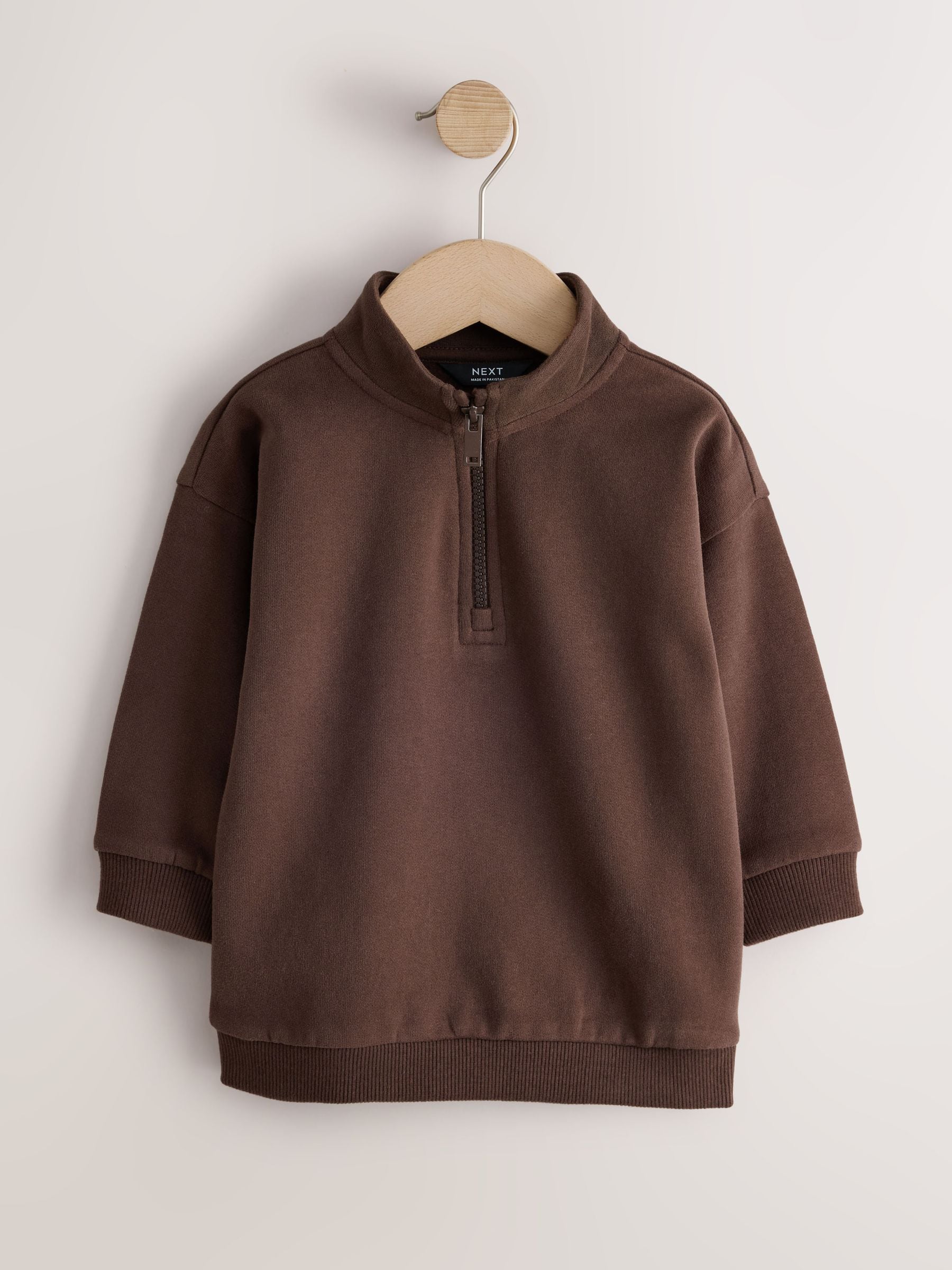 Dsiney Kidz - Chocolate Brown Soft Touch Half Zip Neck Sweat Top (3mths-7yrs) image 5