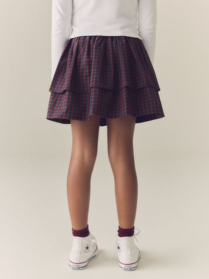 Navy Blue/Red Check Rara Pullon Skort (3-16yrs) - image 4
