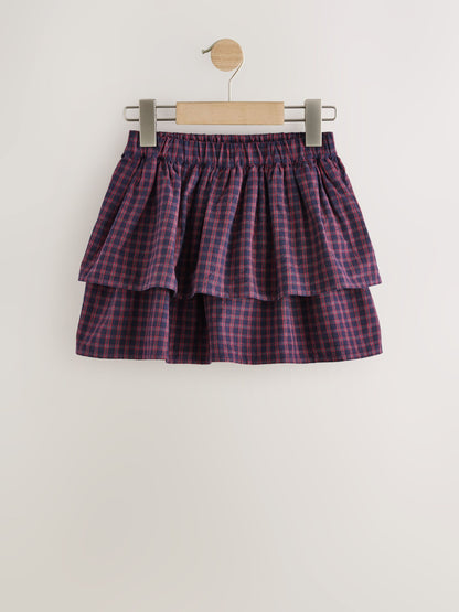 Navy Blue/Red Check Rara Pullon Skort (3-16yrs) - image 5