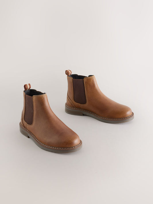Tan Brown Standard Fit (F) Leather Chelsea Boots - image 1