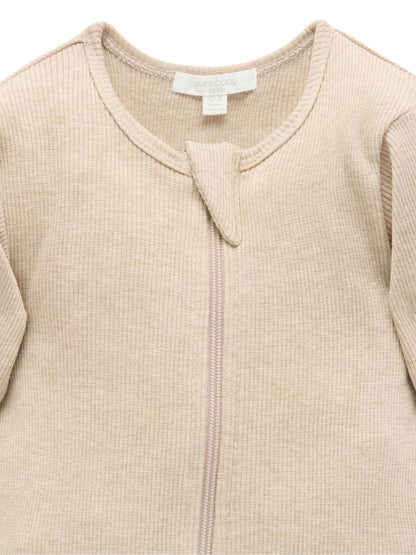 Purebaby Beige Ribbed Zip Sleepsuit image 2