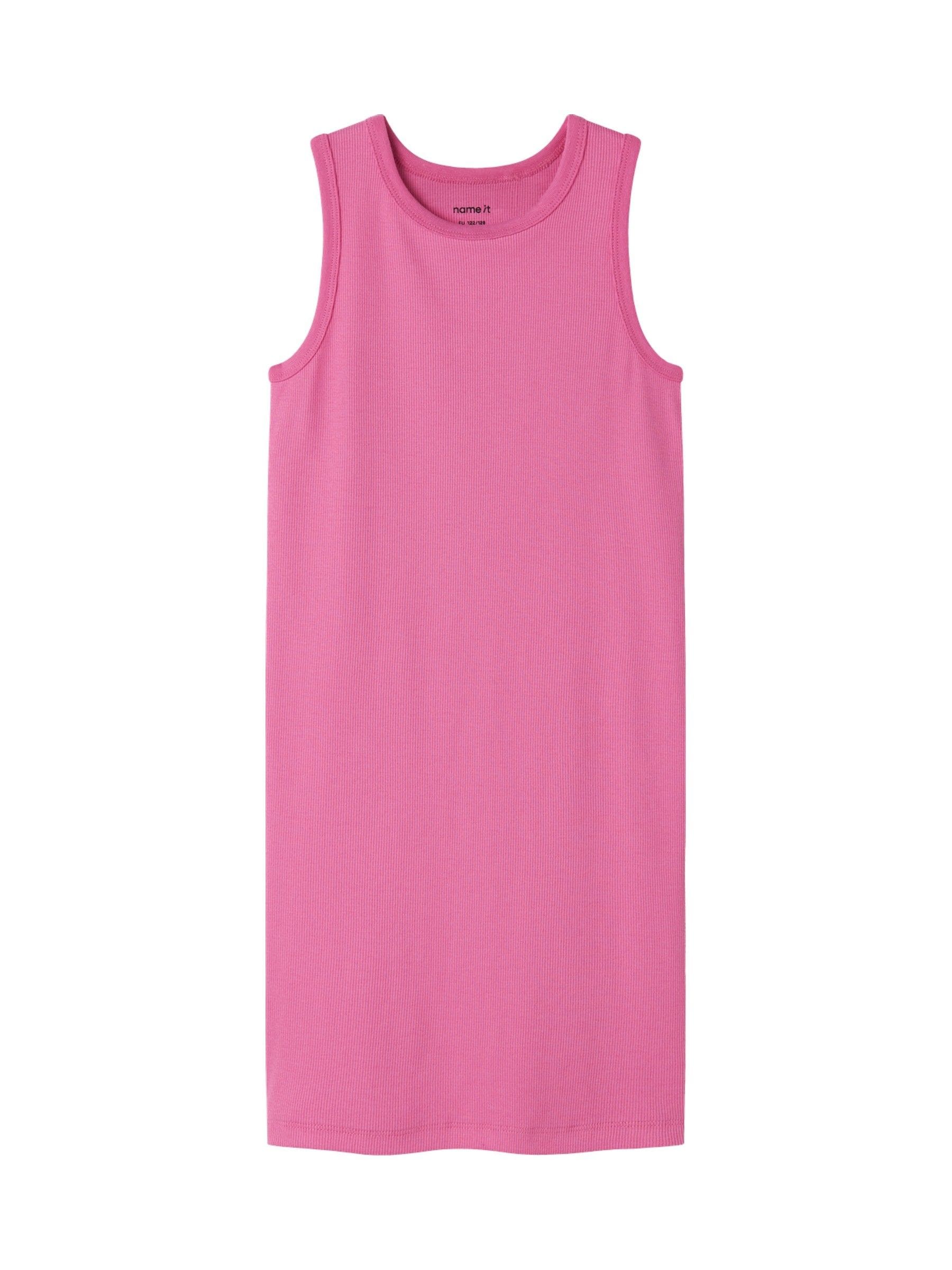 NAME IT Pink Ribbed Cotton Tank Dress image 1