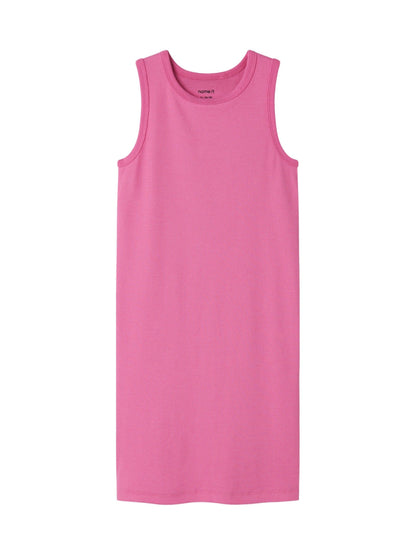NAME IT Pink Ribbed Cotton Tank Dress image 1