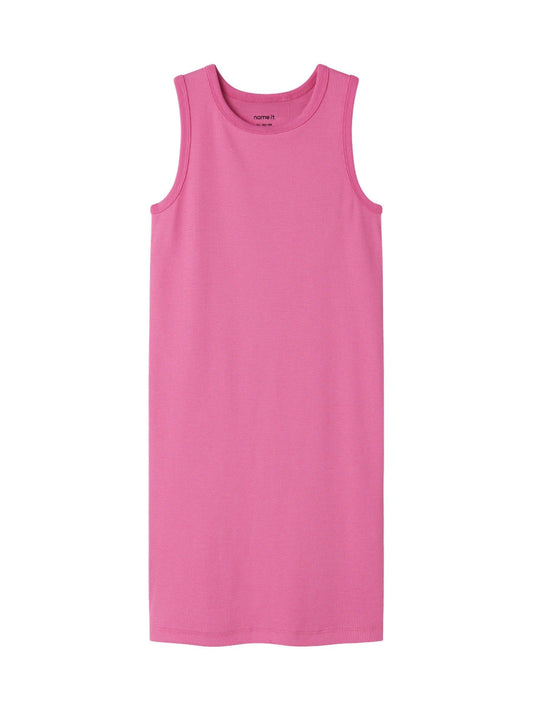 NAME IT Pink Ribbed Cotton Tank Dress image 1
