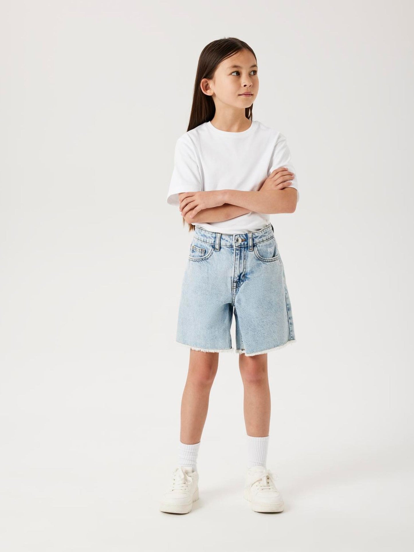 Dsiney Kidz - Name It Blue Frayed Hem Wide Fit Denim Shorts image 1