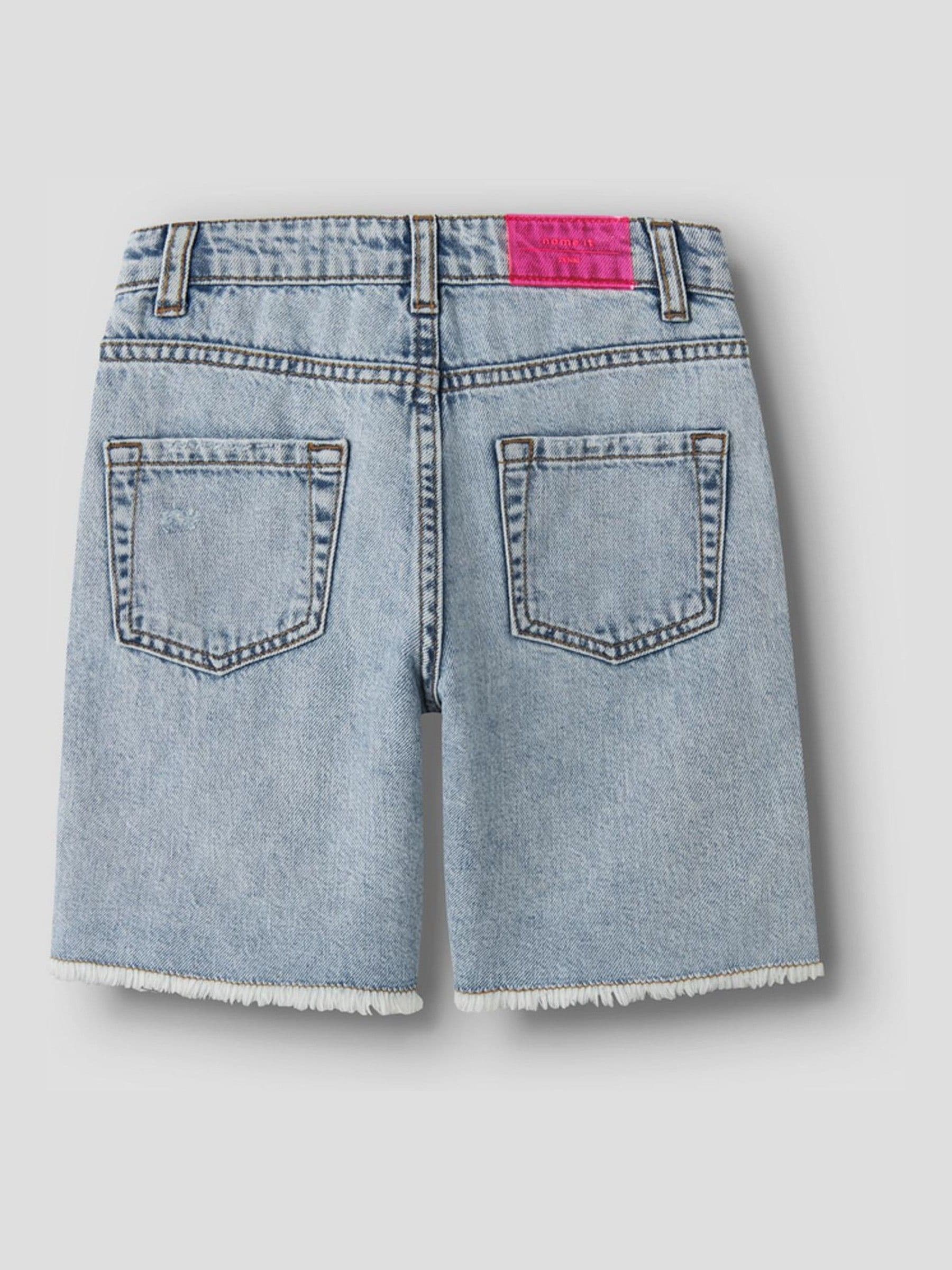 Dsiney Kidz - Name It Blue Frayed Hem Wide Fit Denim Shorts image 3