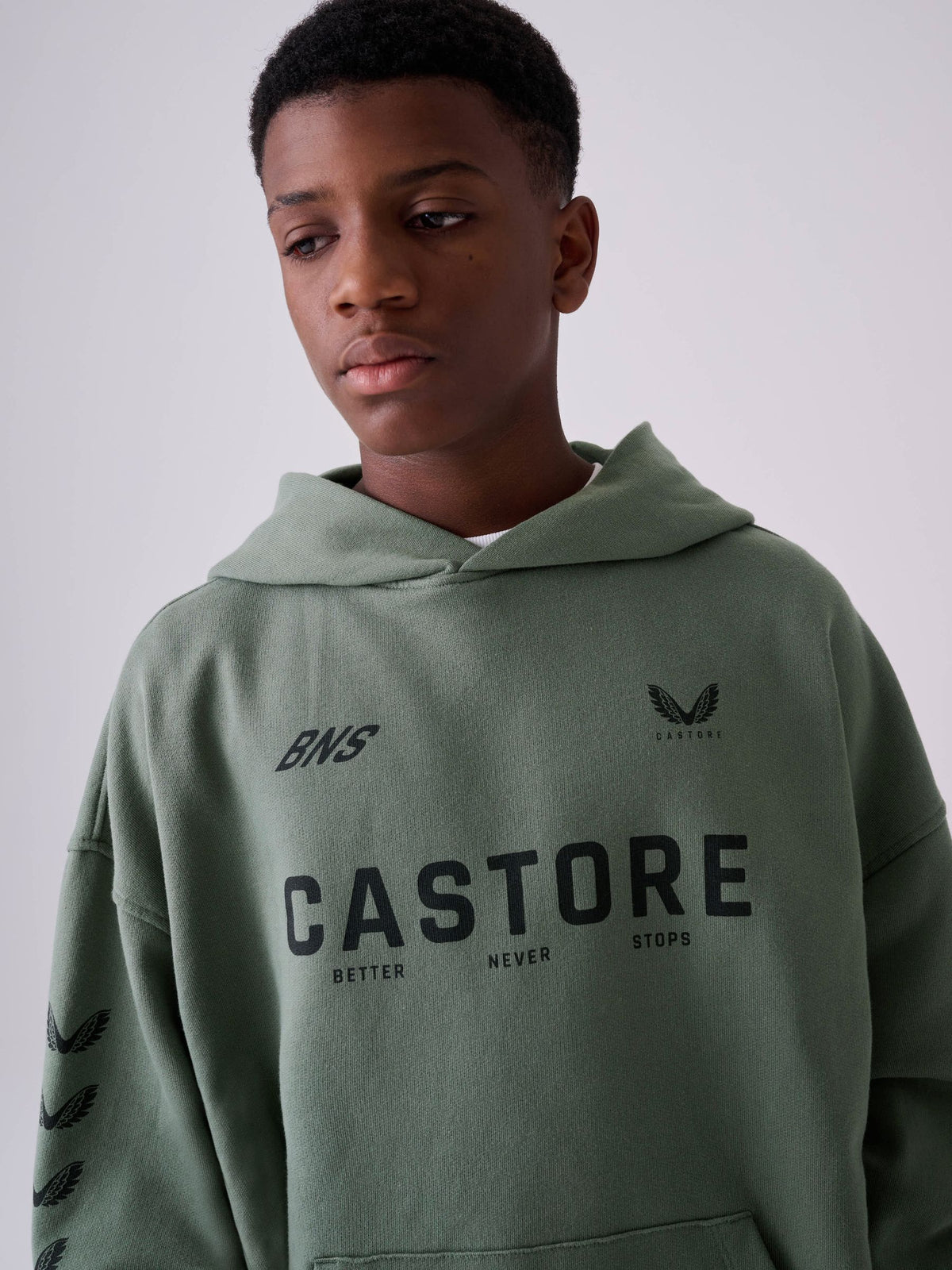 Castore Khaki Green Logo Oversized Heavyweight Cotton Hoodie - image 4
