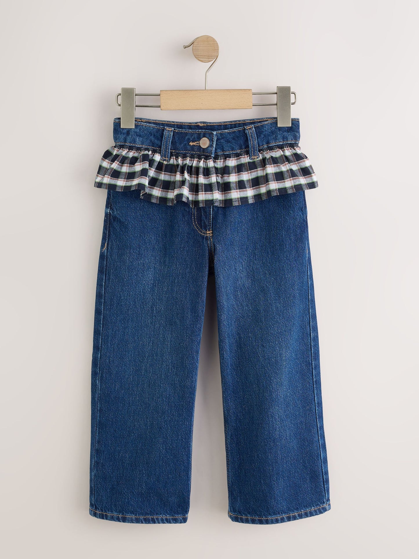 Dsiney Kidz - Blue Check Denim Peplum Wide Leg Jeans (3-16yrs) image 1