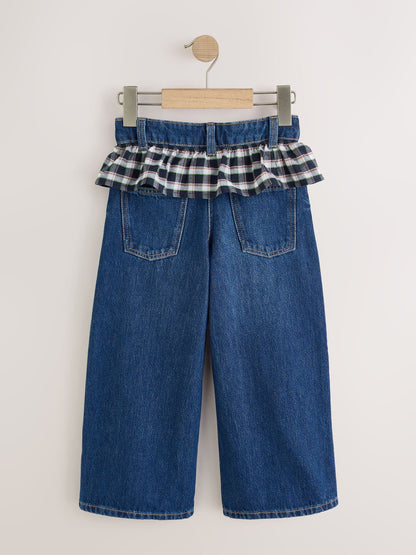Dsiney Kidz - Blue Check Denim Peplum Wide Leg Jeans (3-16yrs) image 2