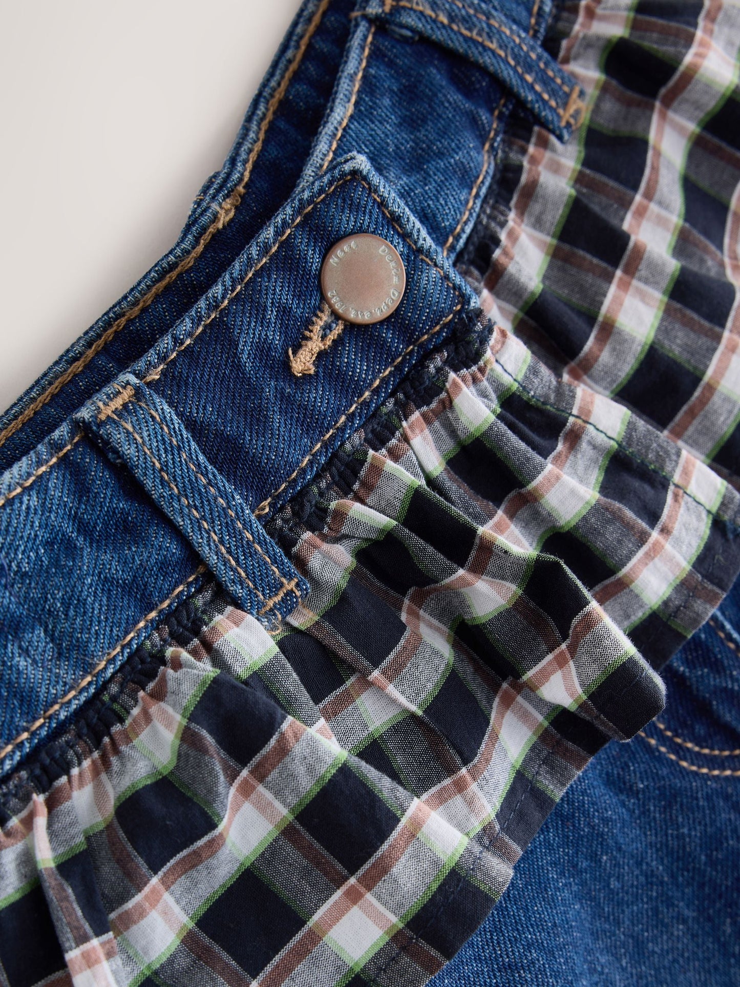 Dsiney Kidz - Blue Check Denim Peplum Wide Leg Jeans (3-16yrs) image 3