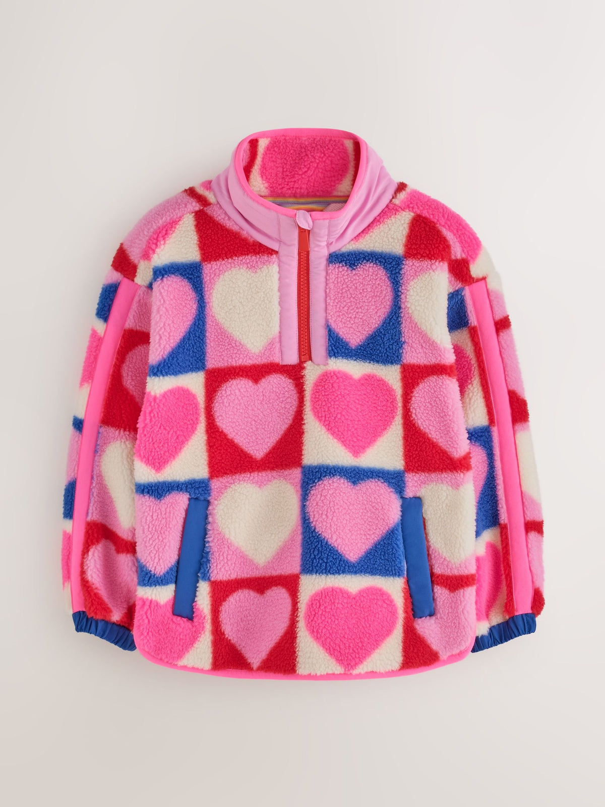 Little Bird Rainbow Hearts 1/4 Zip Borg Fleece - image 1