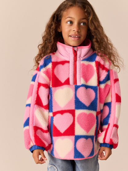 Little Bird Rainbow Hearts 1/4 Zip Borg Fleece - image 2