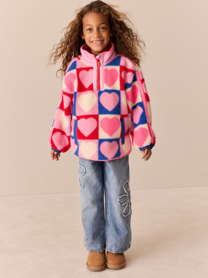 Little Bird Rainbow Hearts 1/4 Zip Borg Fleece - image 3