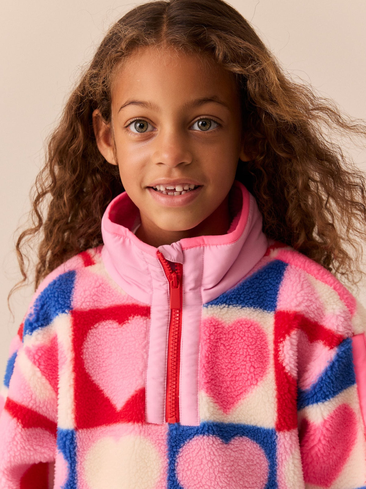 Little Bird Rainbow Hearts 1/4 Zip Borg Fleece - image 6