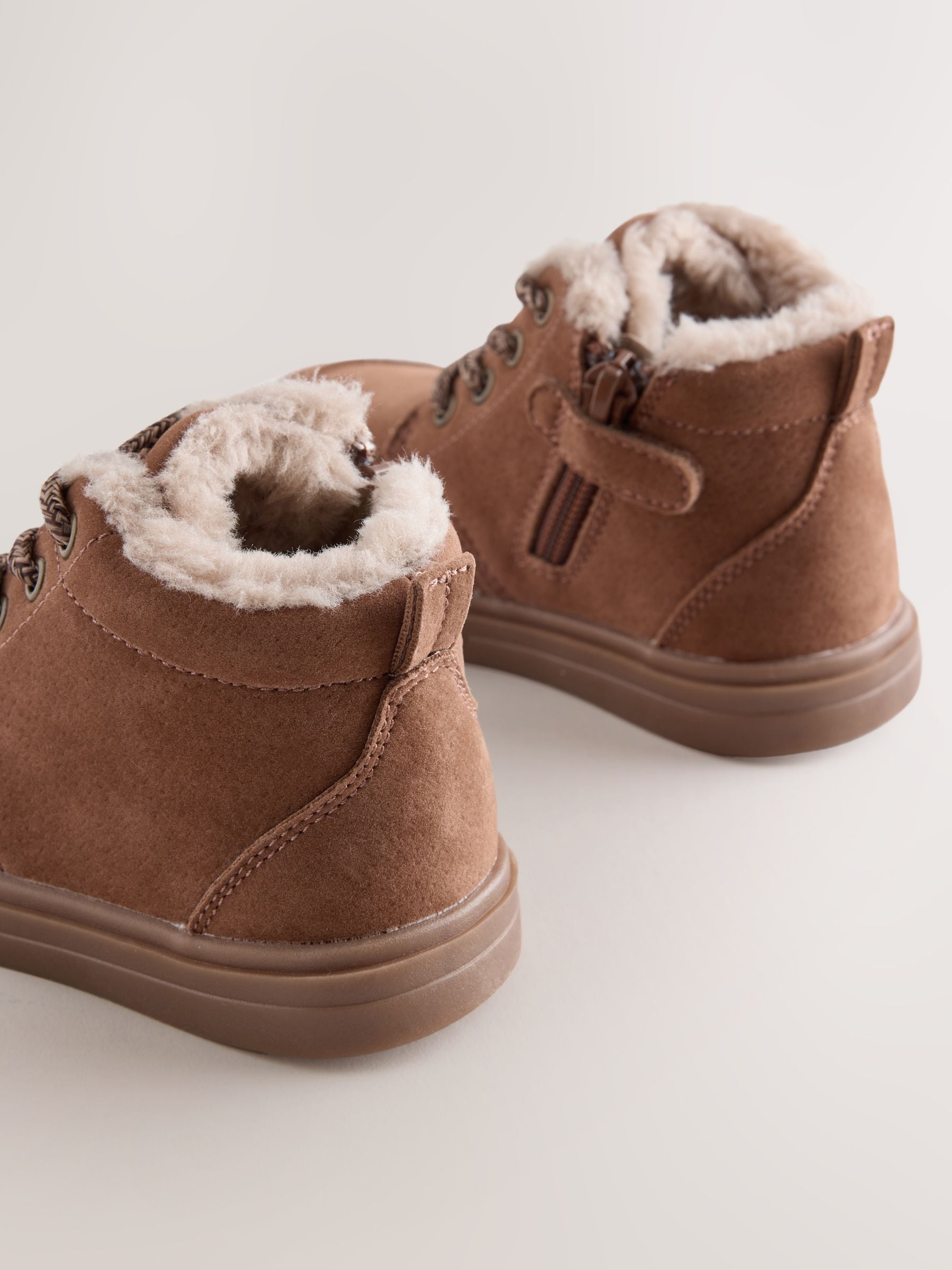 Tan Brown Wide Fit (G) Warm Lined Lace up Boots image 4