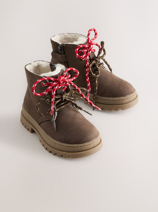 Chocolate Brown Standard Fit (F) Warm Lined Double Lace Boots - image 1
