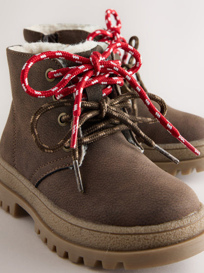 Chocolate Brown Standard Fit (F) Warm Lined Double Lace Boots - image 3