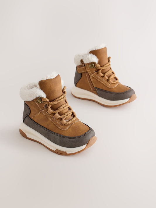 Tan Brown Standard Fit (F) Lace Up Walker Boots - image 1