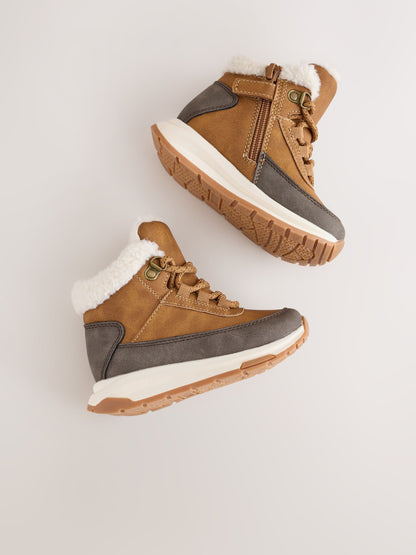 Tan Brown Standard Fit (F) Lace Up Walker Boots - image 3