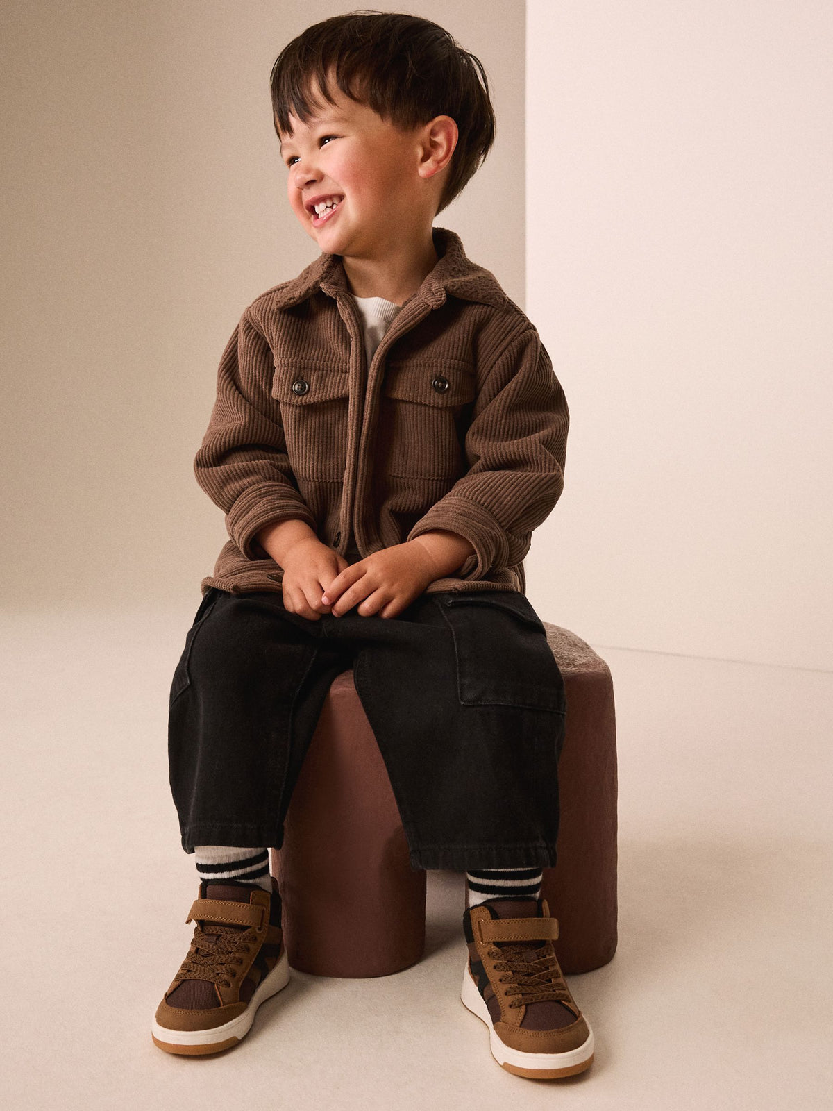 Dsiney Kidz - Brown Standard Fit (F) Touch Fastening Elastic Lace Hi-Top Trainers image 1