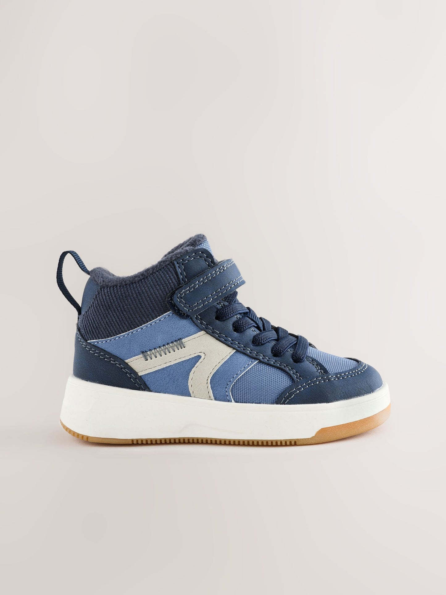 Navy Standard Fit (F) Touch Fastening Elastic Lace Hi-Top Trainers image 2