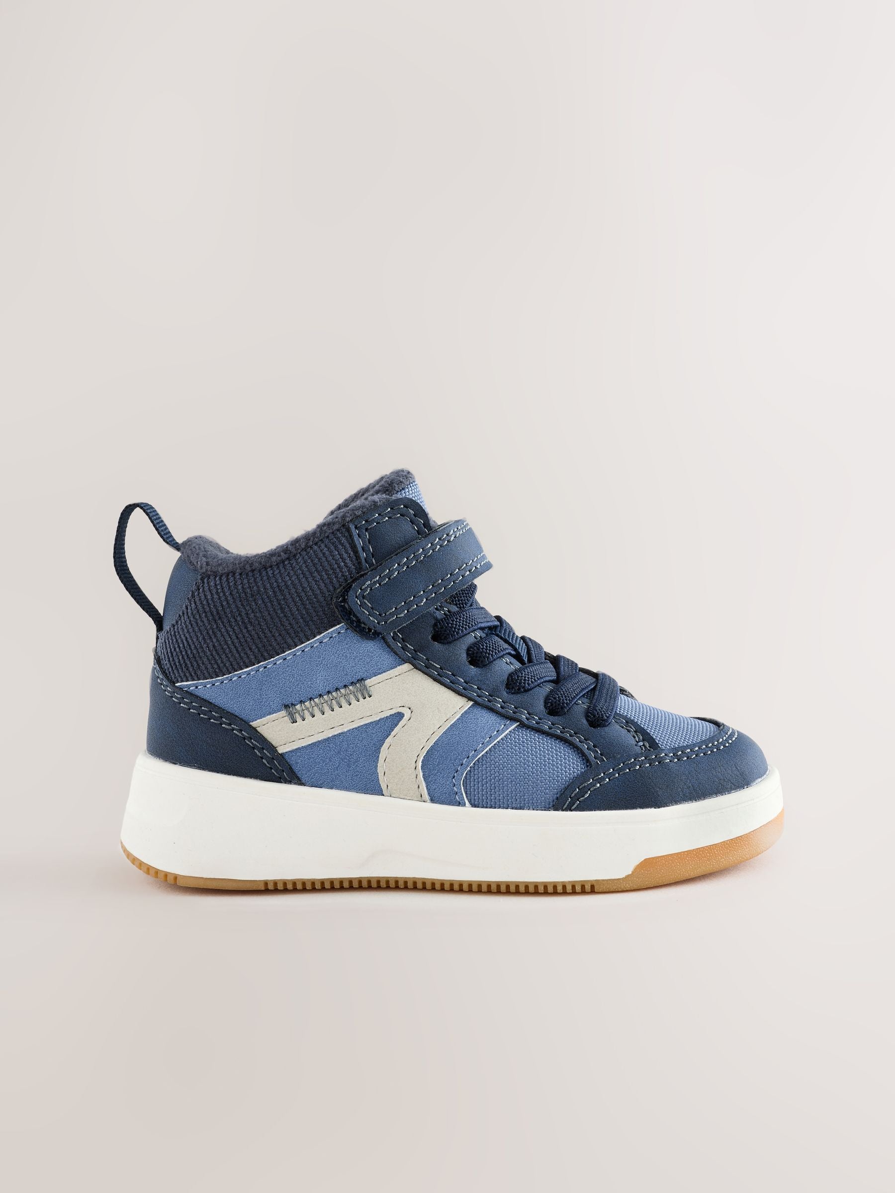 Navy Standard Fit (F) Touch Fastening Elastic Lace Hi-Top Trainers image 2