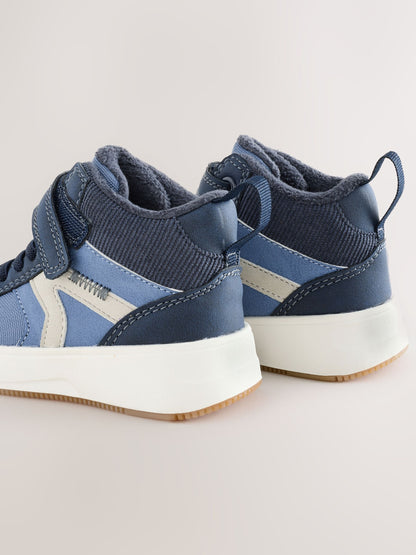 Navy Standard Fit (F) Touch Fastening Elastic Lace Hi-Top Trainers image 4