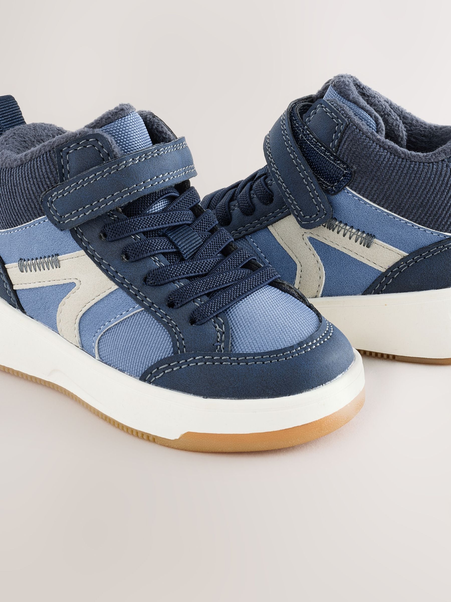 Navy Standard Fit (F) Touch Fastening Elastic Lace Hi-Top Trainers image 5