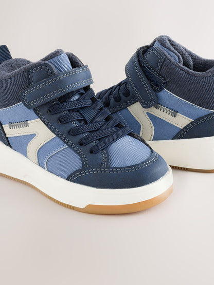 Navy Standard Fit (F) Touch Fastening Elastic Lace Hi-Top Trainers image 5