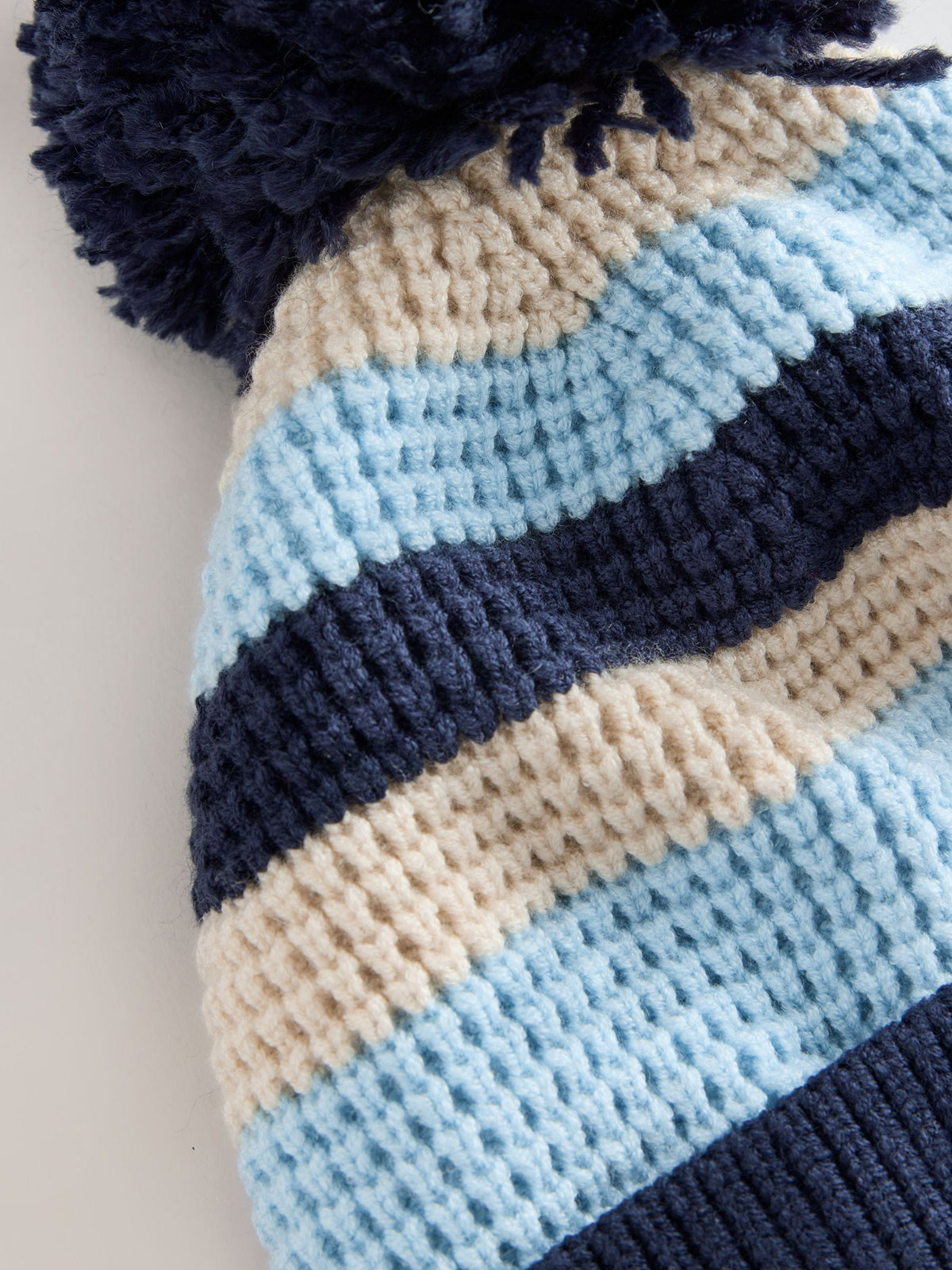Dsiney Kidz - Navy/White stripe Pom Knitted Beanie Hat (3mths-13yrs) image 5