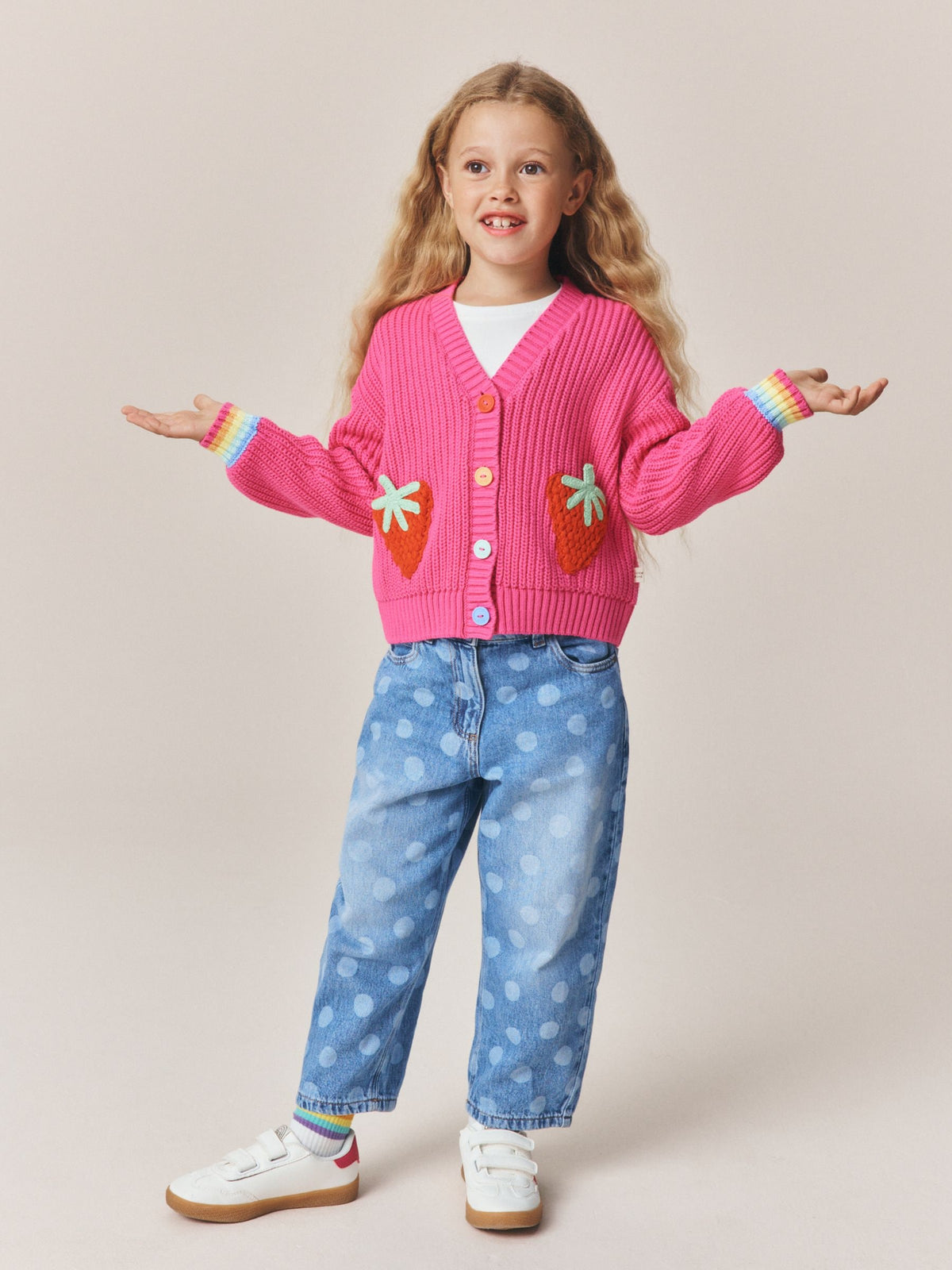 Dsiney Kidz - Little Bird by Jools Oliver Pink Raspberry Crochet Pocket Cardigan image 2