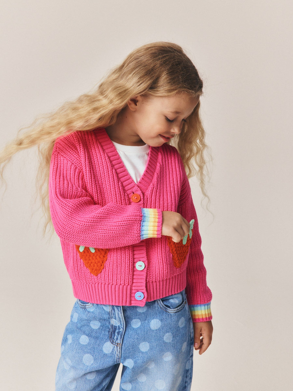 Dsiney Kidz - Little Bird by Jools Oliver Pink Raspberry Crochet Pocket Cardigan image 3