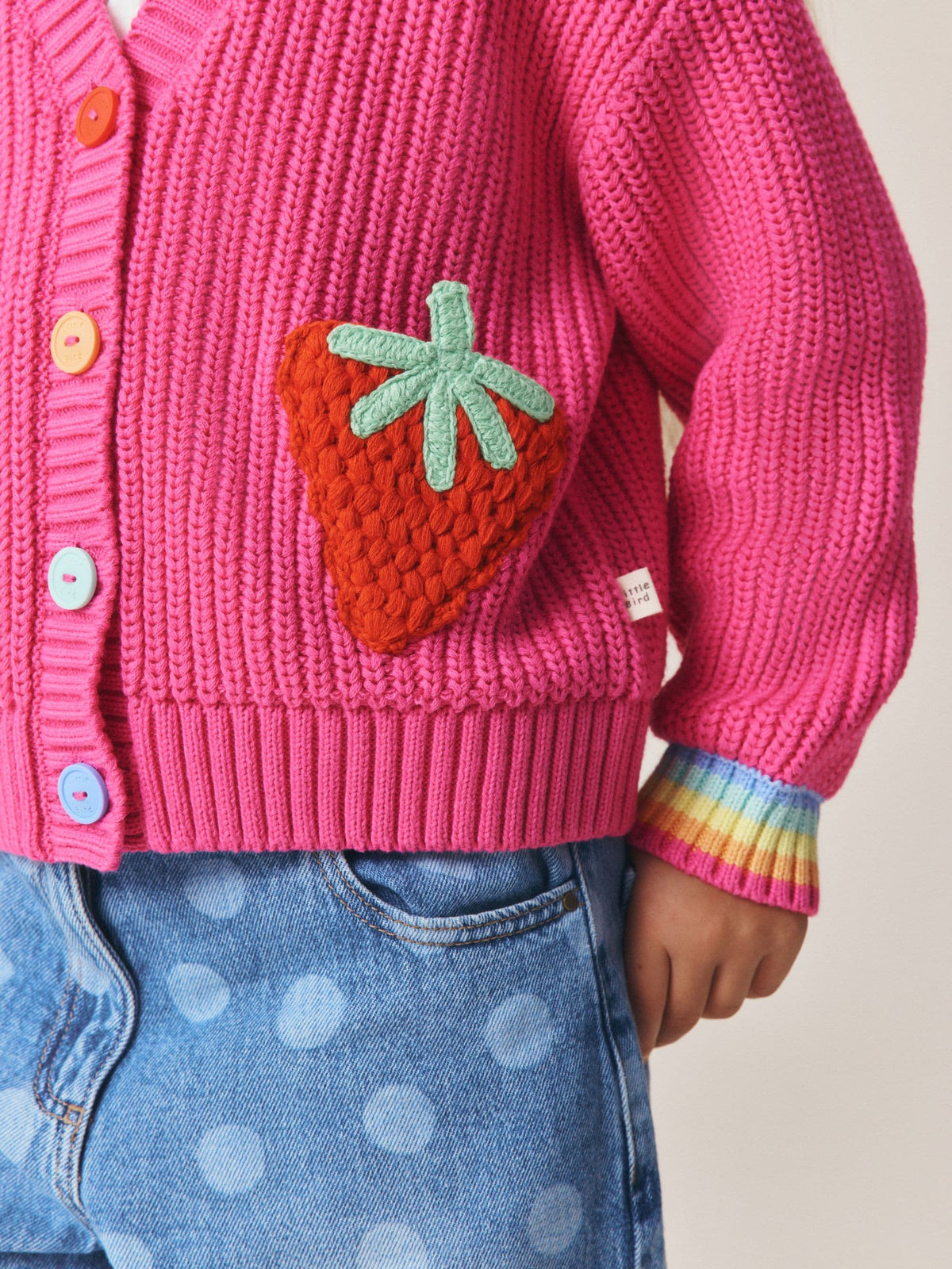 Dsiney Kidz - Little Bird by Jools Oliver Pink Raspberry Crochet Pocket Cardigan image 5