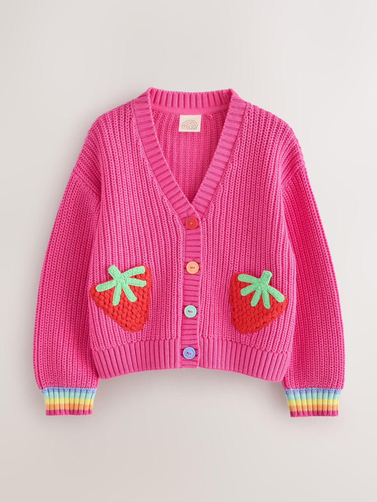 Dsiney Kidz - Little Bird by Jools Oliver Pink Raspberry Crochet Pocket Cardigan image 6