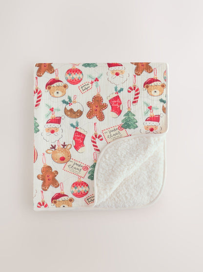 Christmas Bauble Character Muslin Fleece Baby Blanket - image 1
