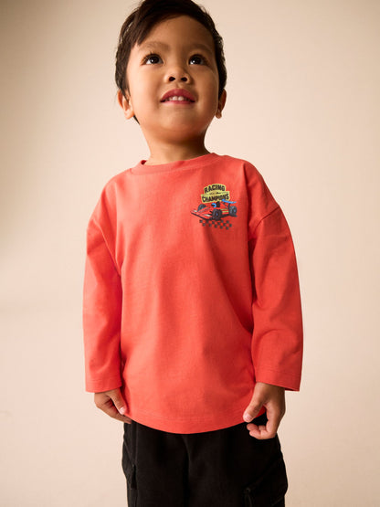 Dsiney Kidz - Red Racing Car Long Sleeve Back Graphic T-Shirt (3mths-10yrs) image 1