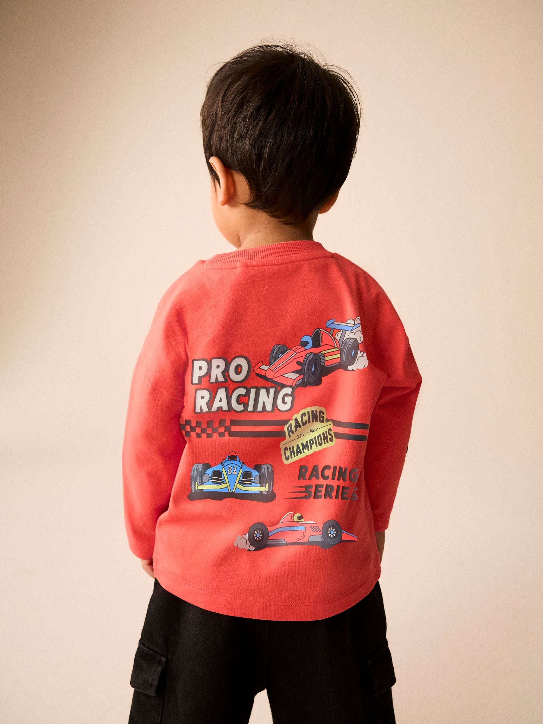 Dsiney Kidz - Red Racing Car Long Sleeve Back Graphic T-Shirt (3mths-10yrs) image 4