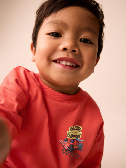 Dsiney Kidz - Red Racing Car Long Sleeve Back Graphic T-Shirt (3mths-10yrs) image 5