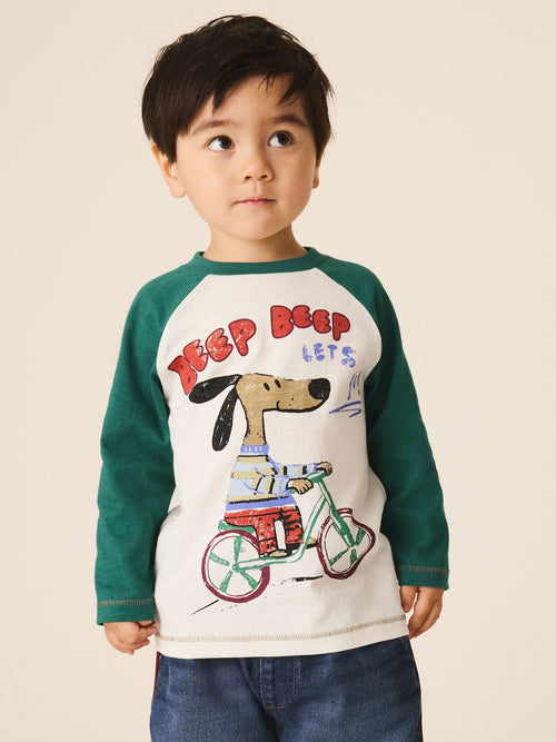 Dsiney Kidz - Green/Ecru Ragan Dog Long Sleeve Graphic T-Shirt (3mths-7yrs) image 1