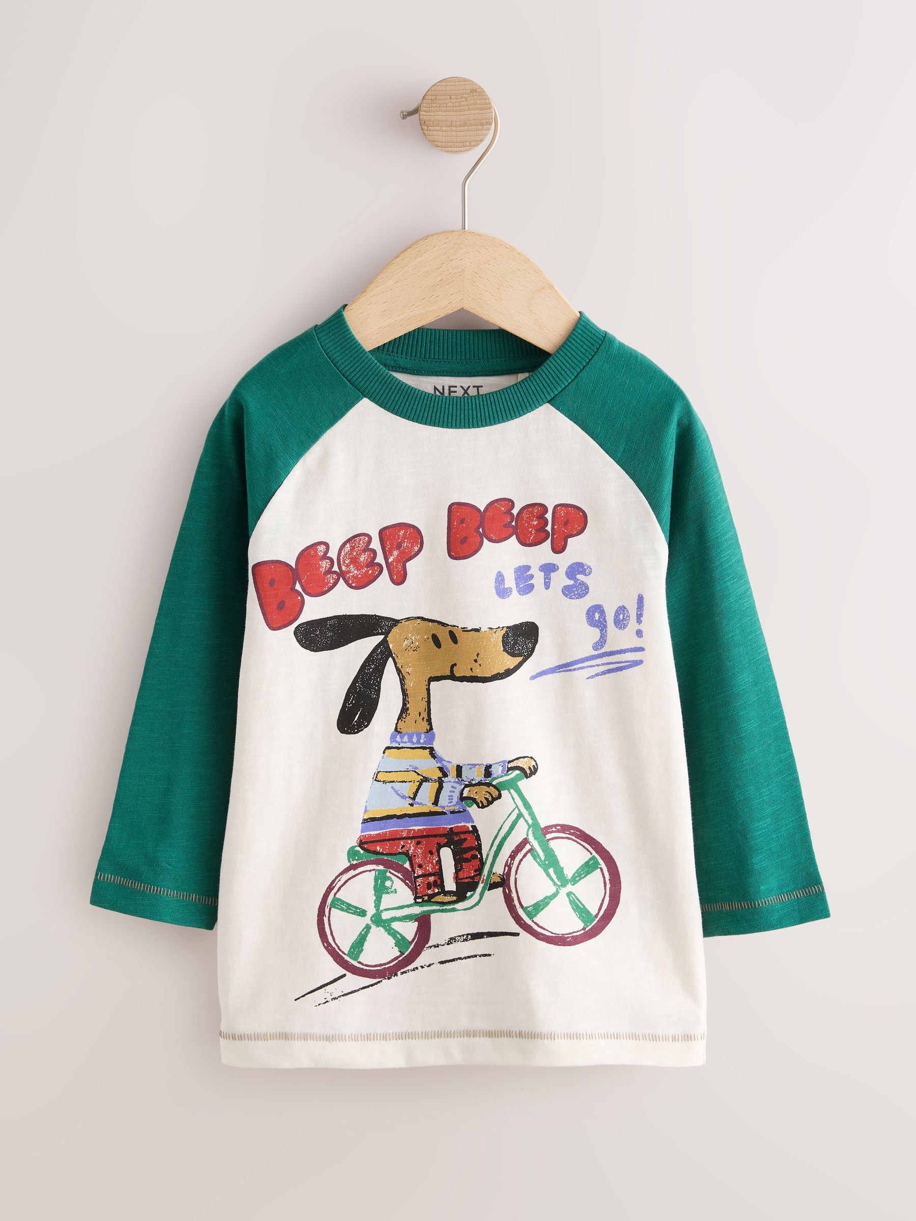 Dsiney Kidz - Green/Ecru Ragan Dog Long Sleeve Graphic T-Shirt (3mths-7yrs) image 4