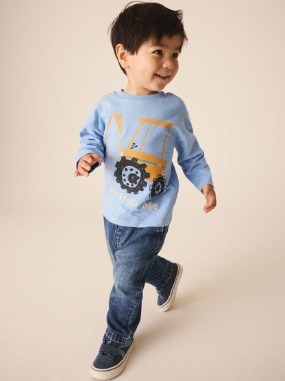 Dsiney Kidz - Pale Blue Digger Long Sleeve Graphic T-Shirt (3mths-7yrs) image 2