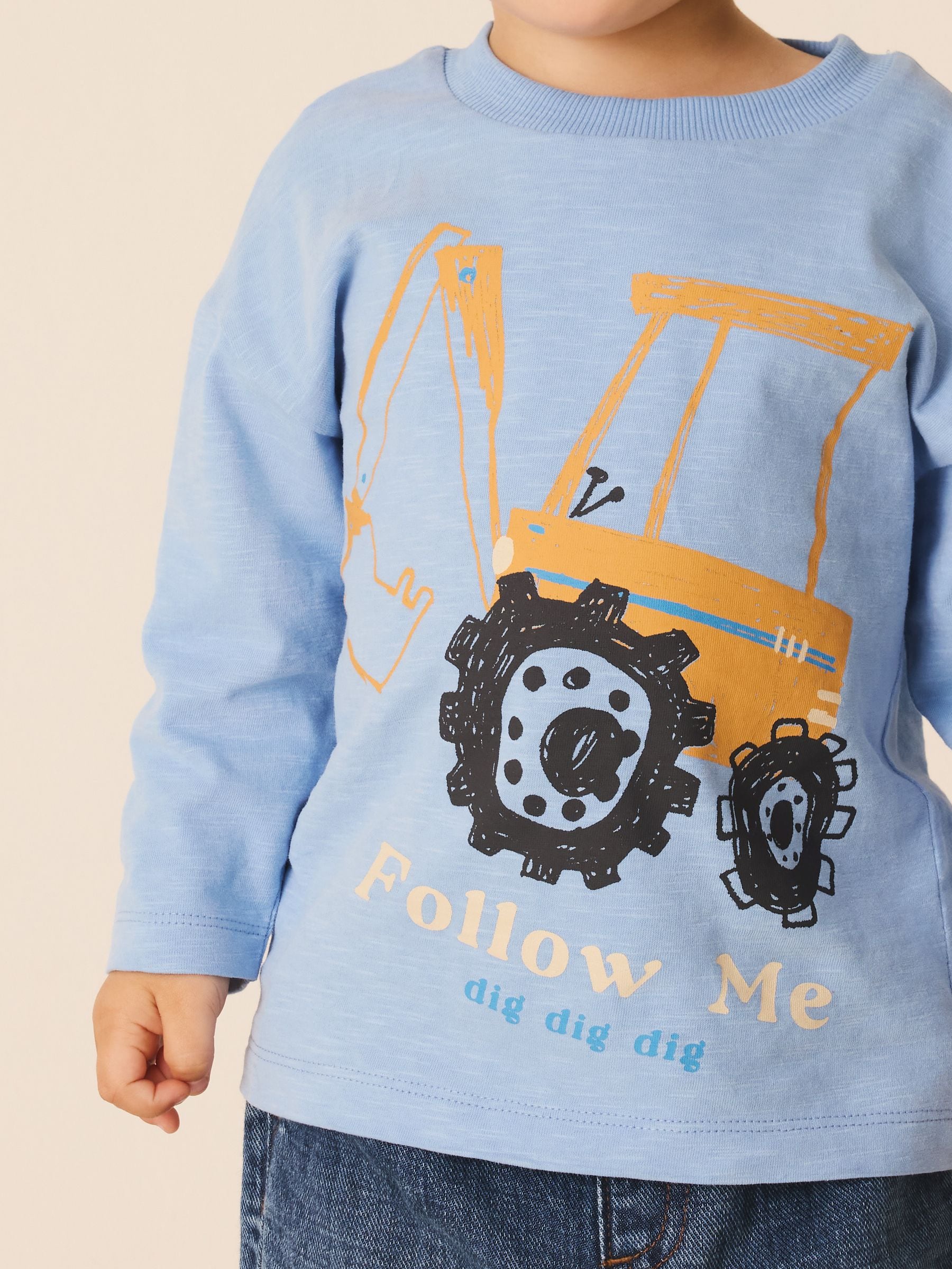 Dsiney Kidz - Pale Blue Digger Long Sleeve Graphic T-Shirt (3mths-7yrs) image 3