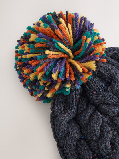 Navy/Rainbow Cable Beanie Scarf and Gloves Set (3-16yrs) - image 3