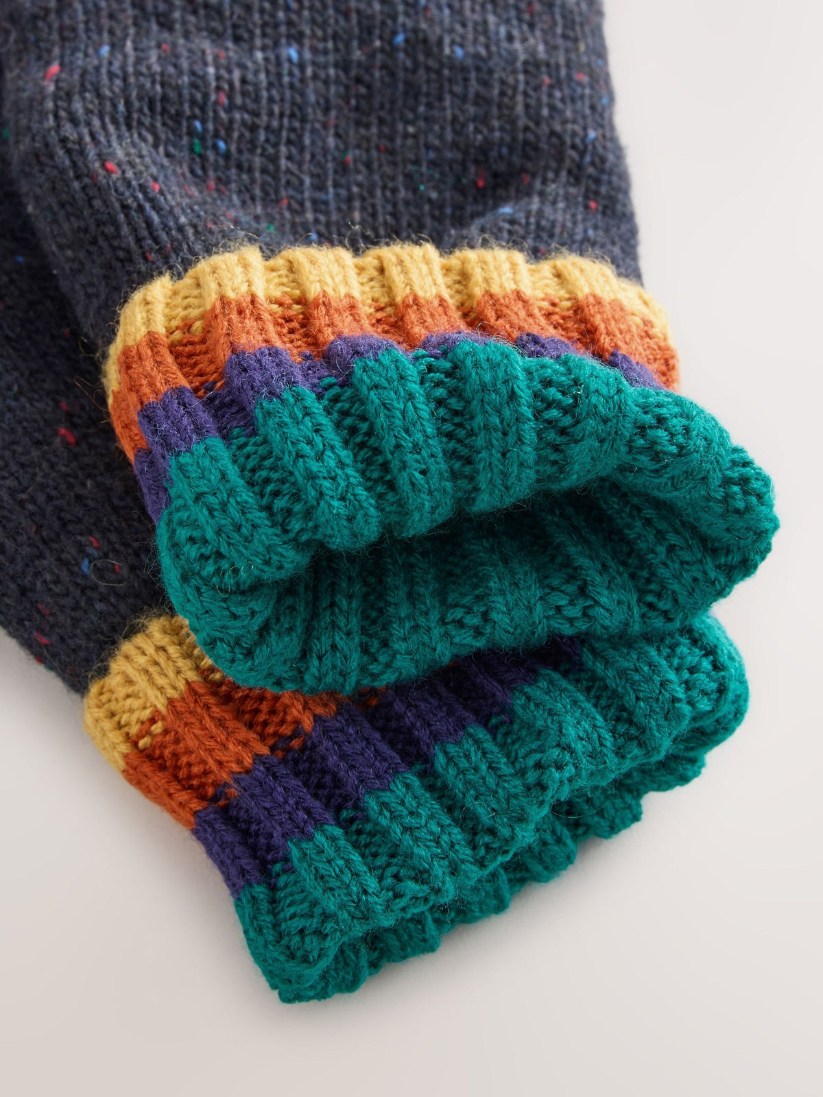 Navy/Rainbow Cable Beanie Scarf and Gloves Set (3-16yrs) - image 4