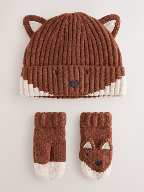 Dsiney Kidz - Orange Fox Character Hat and Gloves Set 2 Piece (3mths-6yrs) image 1