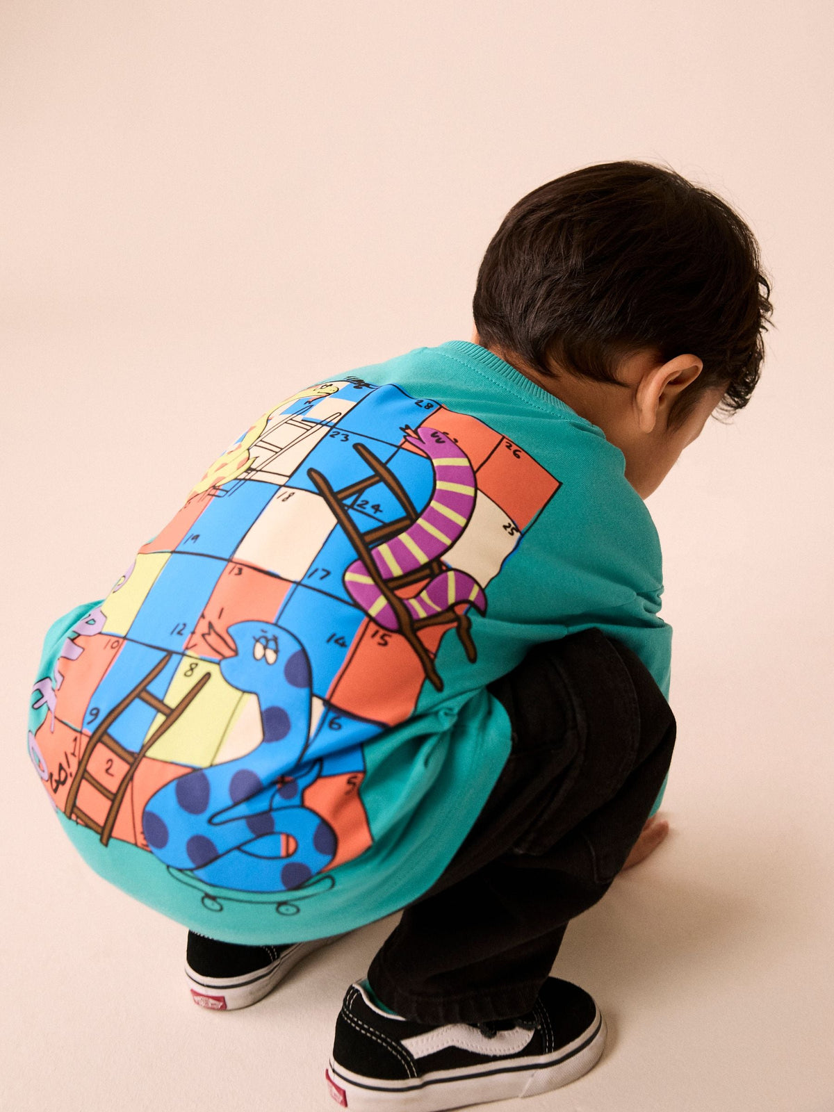 Dsiney Kidz - Teal Blue Snakes & Ladders Long Sleeve Back Graphic T-Shirt (3mths-10yrs) image 3