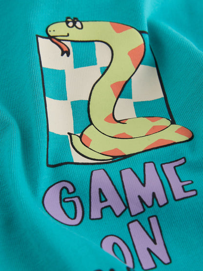 Dsiney Kidz - Teal Blue Snakes & Ladders Long Sleeve Back Graphic T-Shirt (3mths-10yrs) image 6