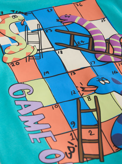 Dsiney Kidz - Teal Blue Snakes & Ladders Long Sleeve Back Graphic T-Shirt (3mths-10yrs) image 7