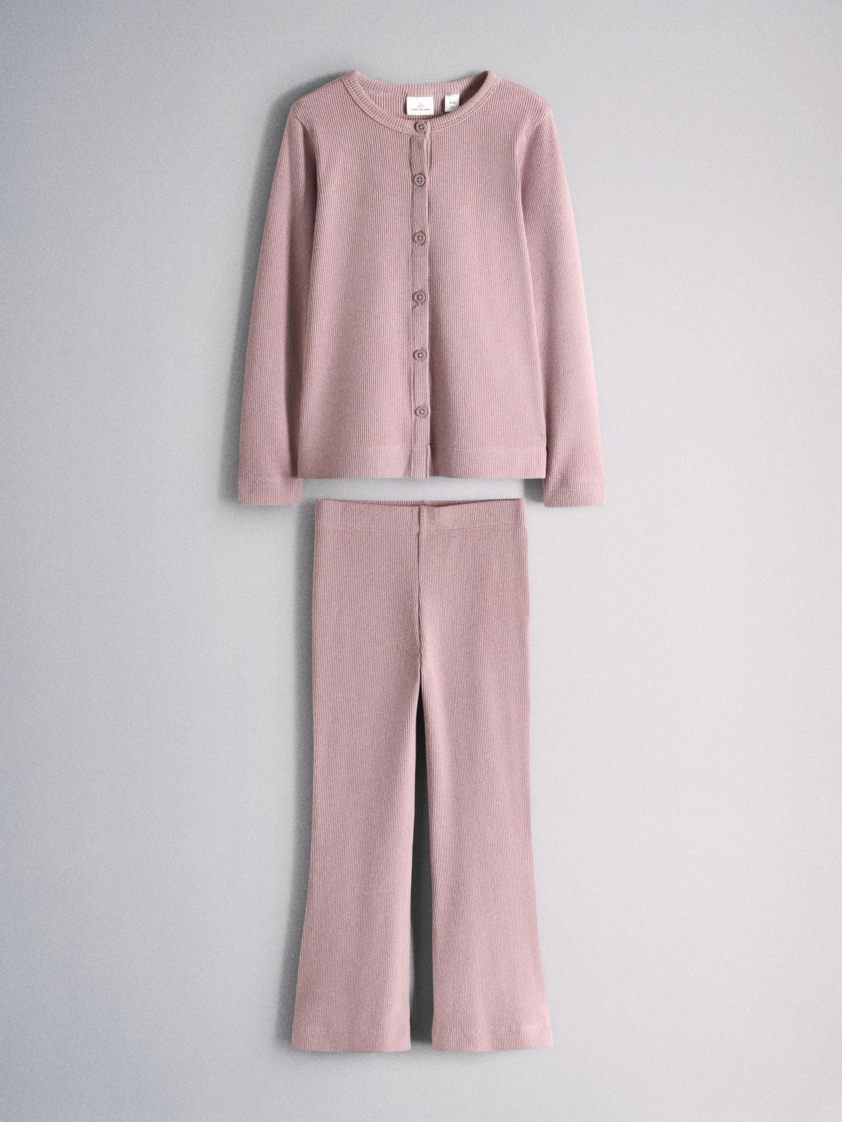 The Set Soft Touch Rib Button Through Cardigan and Leggings  Set Lilac Purple - image 2