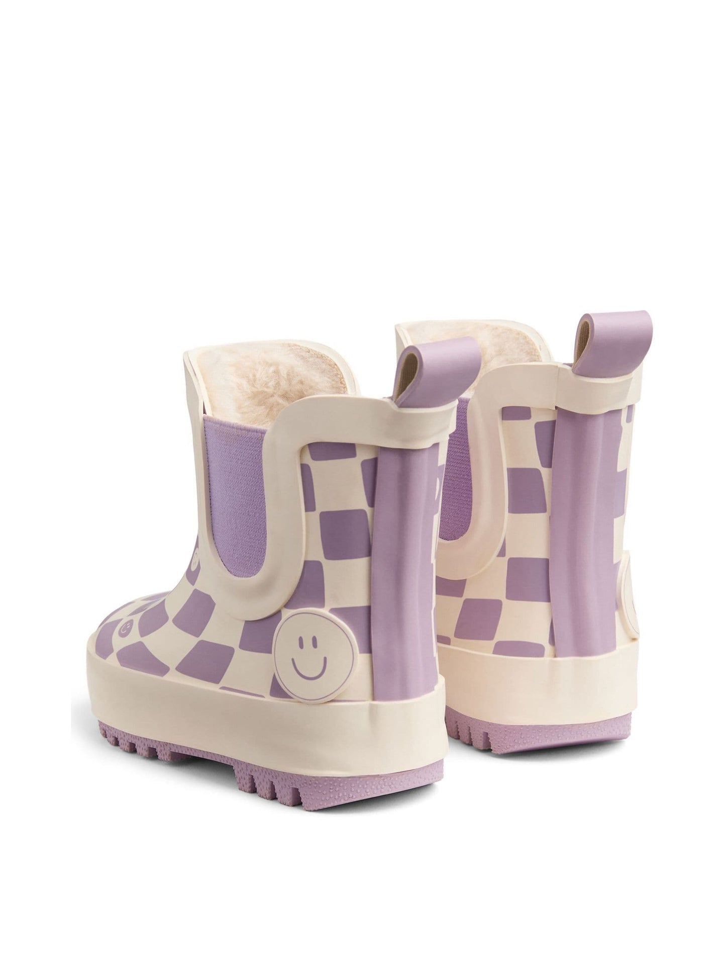 KIDLY by MORI Purple Warm Waterproof Fur-Lined Ankle Wellie Boots Check image 6